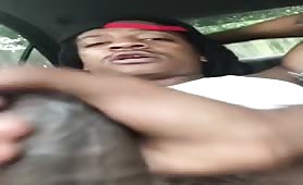 Horny jamaican dude getting a handjob in his car